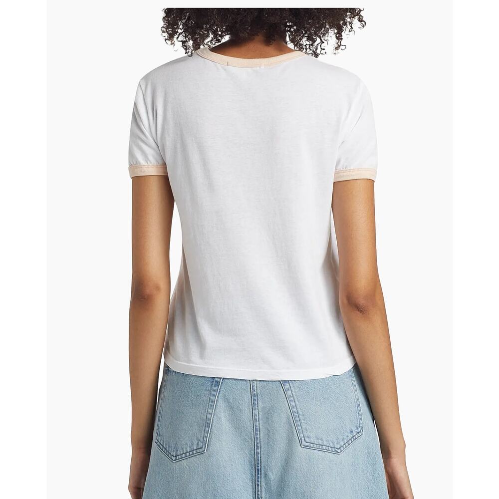 FRAME Denim Vintage Baby Ringer Tee White L - Picture 7 of 9